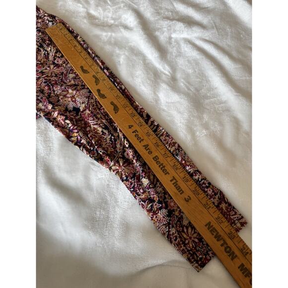 Lucky Brand 3X Top Tunic Shirt Floral Blue Gold Burgundy Boho Peasant LagenLook - Picture 9 of 10